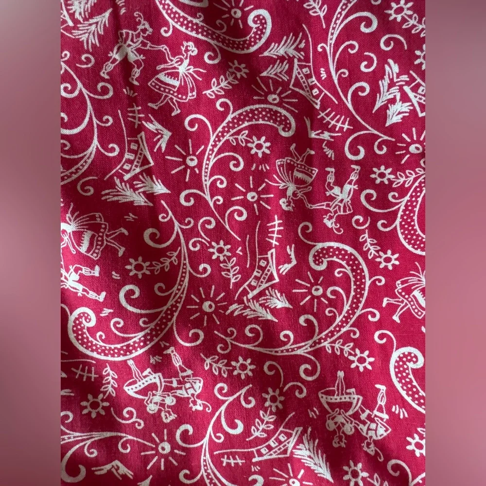 40s Inspired Red Novelty Print Paisley Dress Sz SM - Picture 6 of 12